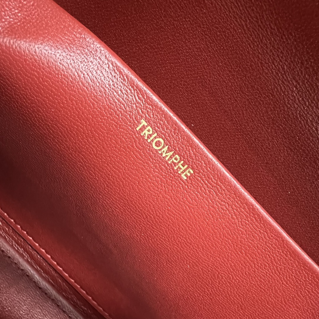 Celine Chain Shoulder Bag Claude In Shiny Calfskin Red/Gold 197992